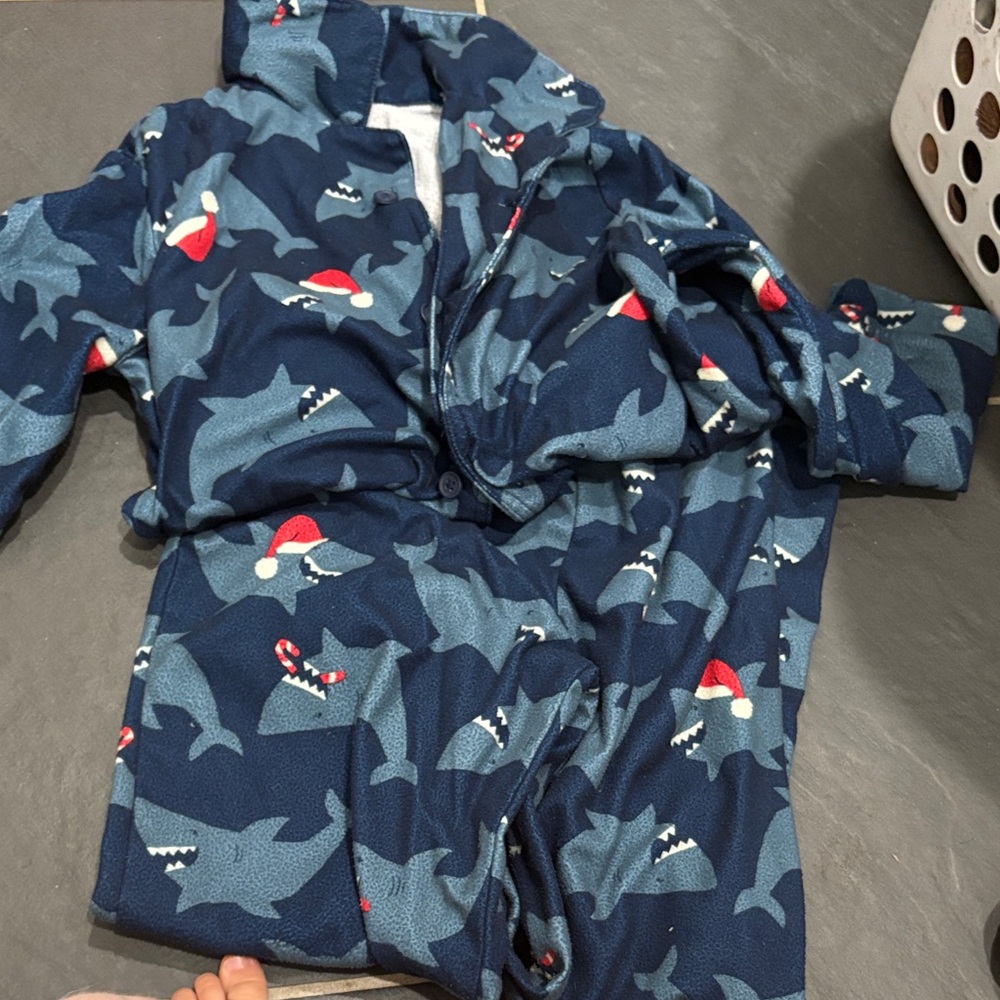 Shark Print Kids Pajamas - Blue